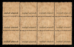 Colonie - Somalia - 1920 - 5 Cent (23 Varietà D) - Blocco Di 12 Con Decalco - Gomma Integra - Non Catalogato - Autres & Non Classés