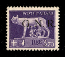 Repubblica Sociale Italiana - G.N.R. Brescia - 1943 - GNR Brescia - 3,70 Lire (484/Iq Varietà Hcc) Con Leggero Decalco E - Autres & Non Classés