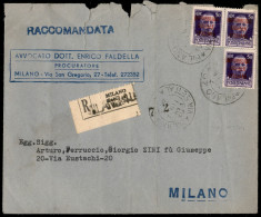 Repubblica Sociale Italiana - Provvisori - Tre 50 Cent (493E) Con Soprastampe Rosso Arancio - Raccomandata Per Città - M - Other & Unclassified