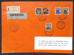 C.L.N. - Arona - 1945 - Posta Aerea (14/15) + Soprastampa Carminio (20+22+23) - 5 Valori Su Raccomandata Espresso Da Rom - Autres & Non Classés