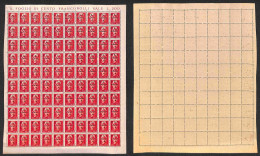 C.L.N. - Mantova - 1945 - 2 Lire + 6 (8/8e) - Intero Foglio Di 100 - Soprastampe Oblique (in Alto Nella Parte Destra) -  - Other & Unclassified