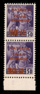 C.L.N. - Valle Bormida - 1945 - Soprastampa Vermiglio - 50 Cent (5A) In Coppia Verticale Bordo Foglio Con Soprastampa De - Other & Unclassified