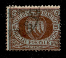 San Marino - 1894 - 5 Lire Stemma (22) Usato - Diena (600) - Sonstige & Ohne Zuordnung