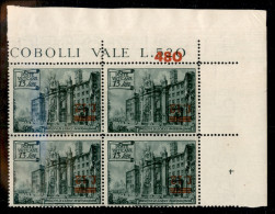 Vaticano - 1952 - Quartina Del 12 Su 13 Lire Basiliche (154/Ia) Con Soprastampa Capovolta - Angolo Di Foglio (valore Del - Sonstige & Ohne Zuordnung