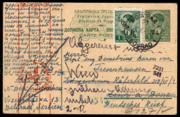 Europa - Jugoslavia - Cartolina Postale Da 1 Din Con Gemello Serbien (395) Da Belgrado A Lienz Del 9.10.1941 Inoltrato A - Altri & Non Classificati