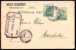 Europa - Serbia - Intero Postale Da 5 Para Con Complementare Gemello (97) Da Belgrado A Manchester Del 2.2.1912 - Otros & Sin Clasificación