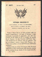 Antichi Stati Italiani - Sardegna - 1860 (28 Marzo) - R Decreto 4057 - Emissione Del Debito Delle Province Dell'Emilia E - Sonstige & Ohne Zuordnung