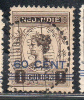 DUTCH INDIA INDIE INDE NEDERLANDS HOLLAND OLANDESE NETHERLANDS INDIES 1922 SURCHARGED WILHELMINA 60c On 1g USED USATO - Nederlands-Indië