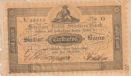 SWEDEN  32 Skilling Banco 1852. - Svezia