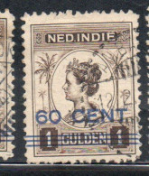 DUTCH INDIA INDIE INDE NEDERLANDS HOLLAND OLANDESE NETHERLANDS INDIES 1922 SURCHARGED WILHELMINA 60c On 1g USED USATO - Nederlands-Indië