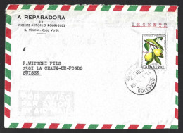 Goiabeira. Psidiun Guajava. Fruits. Carta Urgente Circulada S. Vicente, Cabo Verde Para Suíça 1970.Cape Verde To Switzer - Islas De Cabo Verde