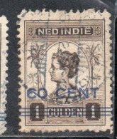 DUTCH INDIA INDIE INDE NEDERLANDS HOLLAND OLANDESE NETHERLANDS INDIES 1922 SURCHARGED WILHELMINA 60c On 1g USED USATO - Nederlands-Indië