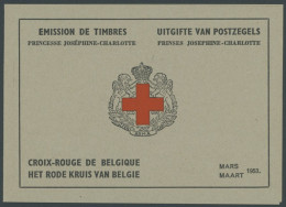 BELGIEN MH I **, 1953, 2 Fr. Rotes Kreuz Im Markenheftchen, Oberer Heftchenblatttext In Französisch, Pracht, Mi. 80.- - Autres & Non Classés