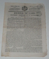 Le Journal Du Gard 23 Mars 1816.(Mr De Chateaubriand-fausses Nouvelles Napoléon) - 1800 - 1849