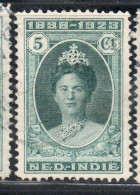 DUTCH INDIA INDIE INDE NEDERLANDS HOLLAND OLANDESE NETHERLANDS INDIES 1923 QUEEN WILHELMINA 5c USED USATO OBLITERE' - Nederlands-Indië