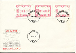 Aland FDC Mariehamn 29-10-1984 Set Of 3 FRAMA Labels With Cachet - Vignette [ATM]