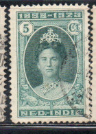 DUTCH INDIA INDIE INDE NEDERLANDS HOLLAND OLANDESE NETHERLANDS INDIES 1923 QUEEN WILHELMINA 5c USED USATO OBLITERE' - Nederlands-Indië