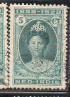 DUTCH INDIA INDIE INDE NEDERLANDS HOLLAND OLANDESE NETHERLANDS INDIES 1923 QUEEN WILHELMINA 5c USED USATO OBLITERE' - Nederlands-Indië