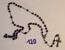 C120 Ancien Chapelet - Antique Rosary - Marie Perles Christ - Arte Religiosa