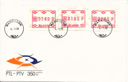 Aland FDC Mariehamn 4-1-1988 Set Of 3 FRAMA Labels - Viñetas De Franqueo [ATM]