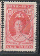 DUTCH INDIA INDIE INDE NEDERLANDS HOLLAND OLANDESE NETHERLANDS INDIES 1923 QUEEN WILHELMINA 12 1/2c USED USATO OBLITERE' - Nederlands-Indië