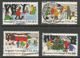 USA 1982 Xmas - Season's Greetings Cpl 4v Set SC.#2027/30 - VFU - Blocs-feuillets
