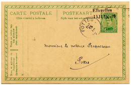 BELGIQUE -  GRIFFE ELLEZELLES 14 JUIN 19 SUR ENTIER CARTE POSTALE 5C ALBERT 1ER - Postcards 1909-1934