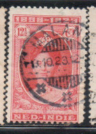 DUTCH INDIA INDIE INDE NEDERLANDS HOLLAND OLANDESE NETHERLANDS INDIES 1923 QUEEN WILHELMINA 12 1/2c USED USATO OBLITERE' - Nederlands-Indië