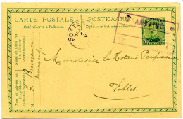 BELGIQUE - CACHET RECTANGULAIRE VIOLET * ANVAING * SUR ENTIER CARTE POSTALE 5C ALBERT 1ER, 1919 - Briefkaarten 1909-1934