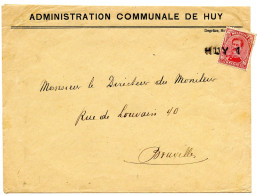 BELGIQUE - COB 138 GRIFFE HUY 1 SUR LETTRE - Cartas & Documentos