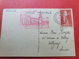 Cachet + Cad De L'Inauguration De L'Hôtel Des Postes De Lyon Sur Carte Postale En 1938 Pour Villejuif - N 162 - 1921-1960: Période Moderne