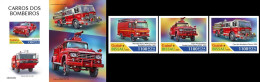 Guinea Bissau 2020, Fire Engine, 3val +BF IMPERFORATED - Sapeurs-Pompiers