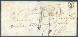 LAC D'AVELGHEM 25-IX (type 18 De 1838) + Boîte S De BOSSUIT Et Griffe B.1.R. En Rouge + BELGIQUE PAR LILLE (en Noir) Ver - 1830-1849 (Belgique Indépendante)