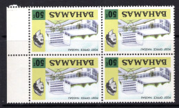Bahamas 1972-73 Pictorials - 50c Post Office- Wmk. Crown To Left Of CA - Block Of 4 MNH (SG 397w) - 1963-1973 Ministerial Government