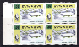 Bahamas 1972-73 Pictorials - 50c Post Office- Wmk. Crown To Left Of CA - Block Of 4 MNH (SG 397w) - 1963-1973 Autonomie Interne