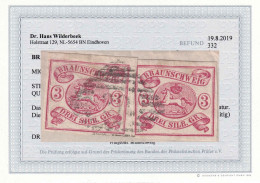 Braunschweig - 2x3 Sgr. Lebhaftkarmin Briefstück Nr.Stpl. 39 (Seesen) FB BPP - Braunschweig