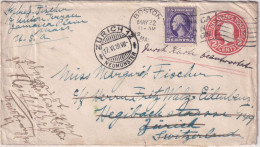 USA/Schweiz - 2 C. Ganzsache+Zusatz Boston Zürich Weiterleitung Heidelberg 1919 - Autres & Non Classés