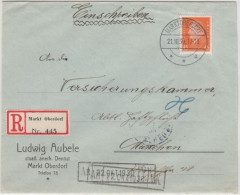 DR - 45 Pfg. Ebert, Einschreibebrief Markt Oberdorf - München 1930 - Lettres & Documents