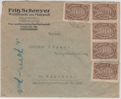 DR-Infla - 25x3.000 M. Queroval, Brief Bad Reichenhall - München 1923 - Lettres & Documents