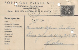Portugal 1954 , COMPANHIA DE SEGUROS PORTUGAL PREVIDENTE , Insurance Commercial Mail , - Portugal