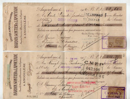 VP22.582 - Lettre De Change X 2 - 1904 / 1905 - Epicerie & Droguerie En Gros - BARDIN, GONTIER & LAPOUYADE à ANGOULEME - Wissels