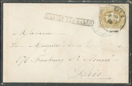 N°32 - 25 Centimes Bistre, Obl. Dc Ambulant EST 4 Sur Enveloppe De Deuil De MARCHE-LES-DAMES Du 30 Mars 1878 Vers Paris. - Ambulants