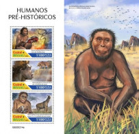Guinea Bissau 2020, Prehistoric Humans And Animals, Painting Cave, 4val In BF - Archaeology