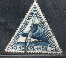 DUTCH INDIA INDIE INDE NEDERLANDS HOLLAND OLANDESE NETHERLANDS INDIES 1933 AIR MAIL AIRMAIL AIRPLANE LUCHTPOST 30c USED - Nederlands-Indië