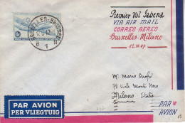 SABENA - Enveloppe Premier Vol - Milano Italie - ....-1951