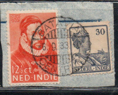 DUTCH INDIA INDIE INDE NEDERLANDS HOLLAND OLANDESE NETHERLANDS INDIES 1933 PRINCE WILLIAM + WILHELMINA 12 1/2 + 30c USED - Nederlands-Indië