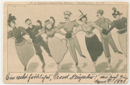 Illustrateur Engelhard - 1898 -  Patinage En Groupe - Sport Hiver - Engelhard, P.O. (P.O.E.)