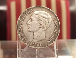 España 5 Pesetas Alfonso XII 1881 Km 676 Plata - Otros & Sin Clasificación