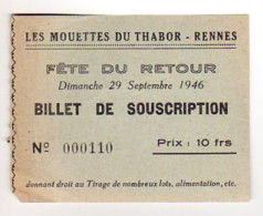 S48-004 LES MOUETTES DU THABOR - RENNES - Billet De Souscription - Tickets D'entrée