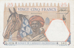  BILLET    BANQUE  DE L'AFRIQUE OCCIDENTALE  25 FRANCS  Q 3226     22-4-1942 - Afrique Du Sud